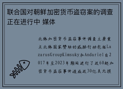 联合国对朝鲜加密货币盗窃案的调查正在进行中 媒体