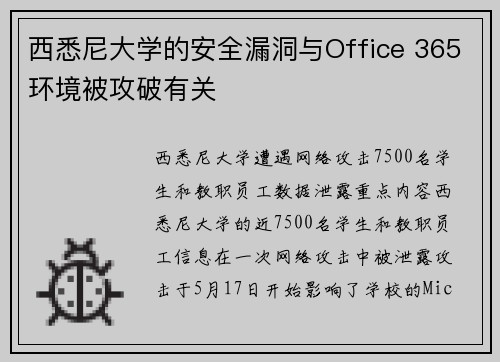 西悉尼大学的安全漏洞与Office 365环境被攻破有关 