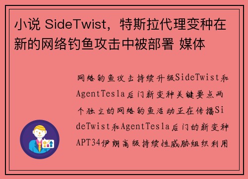 小说 SideTwist，特斯拉代理变种在新的网络钓鱼攻击中被部署 媒体