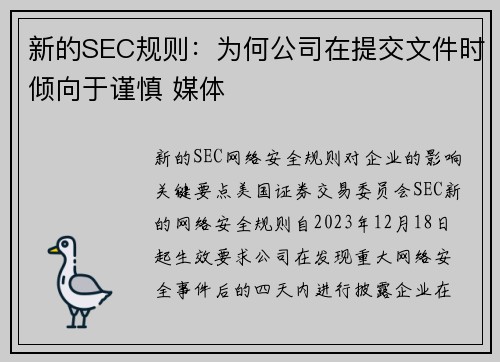 新的SEC规则：为何公司在提交文件时倾向于谨慎 媒体